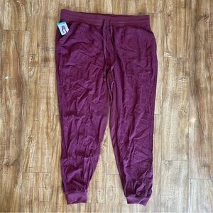 SEVEN7 Women’s Burgundy Linen Utility Jogger Drawstring Size Large NWT